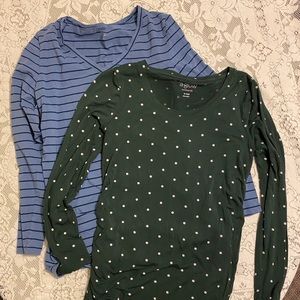 Pair of long sleeve maternity shirts